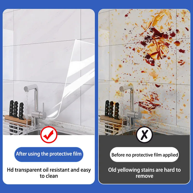 Oil Pollution Prevention Wall Sticker, High Temp Resistant, Clear